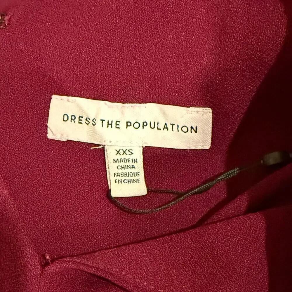 Dress The Population Corey Dress Magenta Maroon XXS NWT - Picture 5 of 6